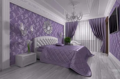 Дизайн комнаты с фиолетовыми обоями » Картинки и фотографии дизайна  квартир, домов, коттеджей