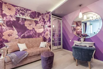Фиолетовые обои для стен в интерьере 👉 примеры сочетания с фото - Все про  Гипсокартон