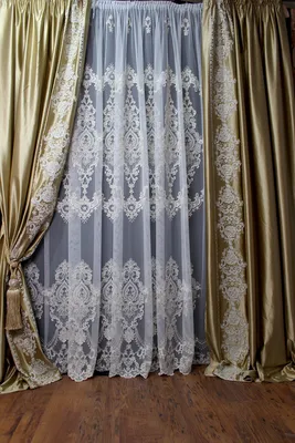Комплект штор сатин с цветами и тюля в классическом стиле с короной в  гостиную, спальную, зал: продажа, цена в Хмельницкой области. Шторы,  портьеры от \"Пани Гардиния\" - 1380584794