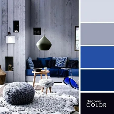 Синий цвет в интерьере гостиной | Q42: всё для начинающих дизайнеров | Дзен