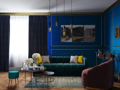 Роскошь синего в гостиной – готовое решение в интернет-магазине Леруа  Мерлен Ярославль