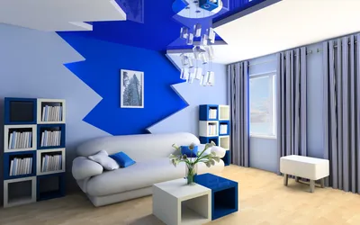 Гостиная комната с серо- синем цвете Обои для рабочего стола 2560x1600