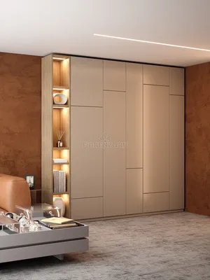 Современный шкаф «Каяццо» в гостиную из крашенного МДФ с открытой секцией,  Арт.508
