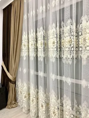 Фатиновая бархатная 3D тюль с красивым цветочком в зал/гостиную или  спальню. Цвет: Молочный, цена 1700 грн — Prom.ua (ID#1638623938)