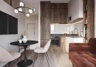 Кухня-гостиная 18 кв/м. | Маленькая квартира-студия. Дизайн интерьера
