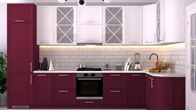 Кухни в стиле Минимализм цвета бордо
