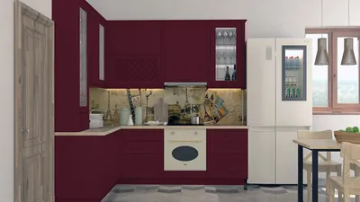 Кухни в Строгом стиле цвета бордо