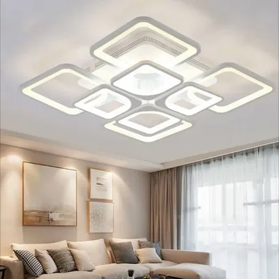 Современная потолочная светодиодная люстра в гостиную (57 фото)