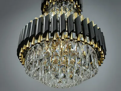 Современная хрустальная люстра в гостиную для высоких потолков, на 10 ламп  1093-D500xH620BK+GD-LS, цена 7180 грн — Prom.ua (ID#1570402854)
