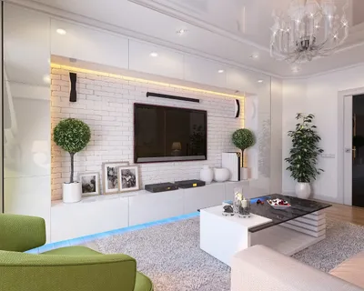 Дизайн ТВ зоны в гостиной в современном стиле
