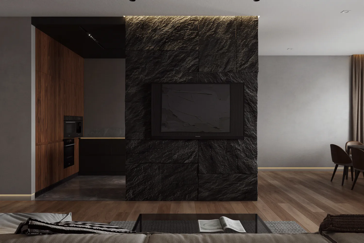 Оформление стены с телевизором в гостиной фото