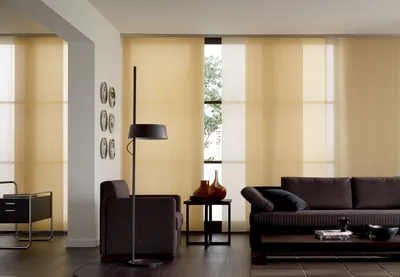 Японские шторы в интерьере гостиной - 61 фото