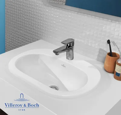Villeroy \u0026 Boch O.novo 41615601 Врезная раковина для ванной комнаты 56*40  см (Альпийский белый), купить в интернет-магазине сантехники Сантехмаг.Ру