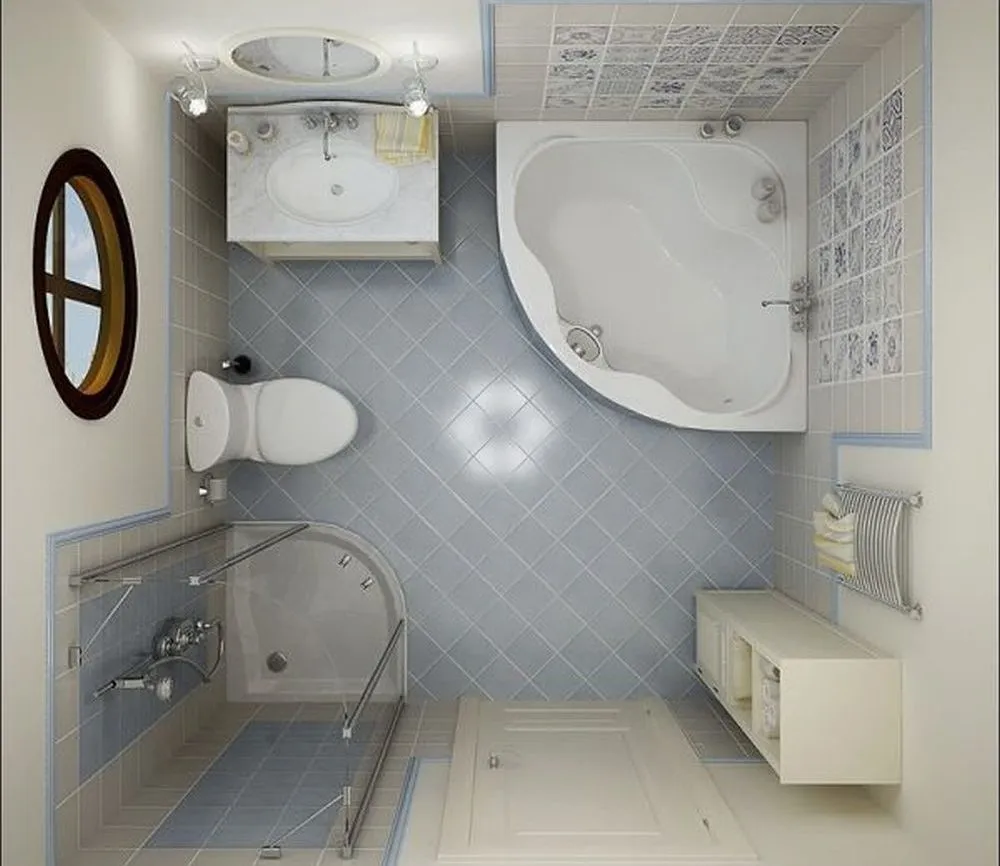 Дизайн маленькой ванной, совмещенной с туалетом