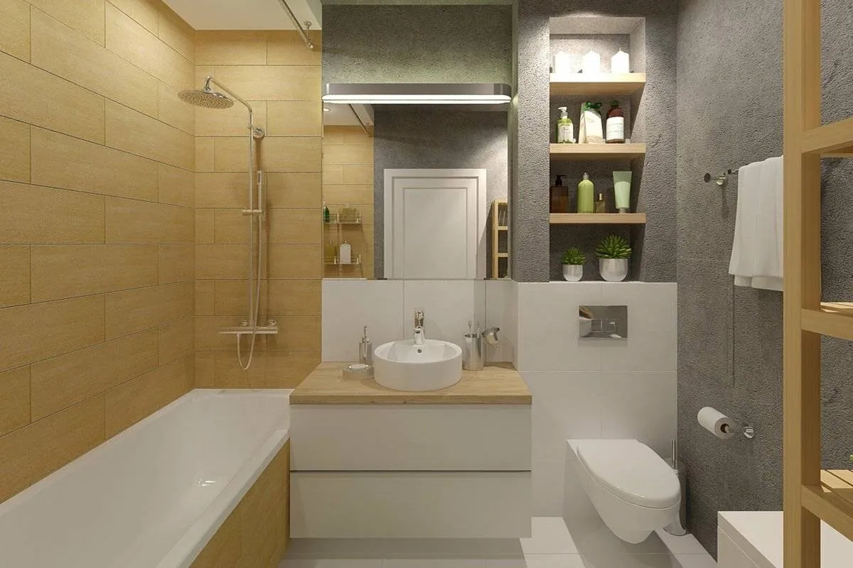 Примеры дизайна ванной комнаты совмещенной с туалетом (29 фото)