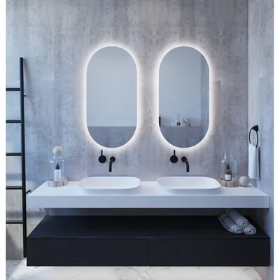 Овальное настенное зеркало в ванную с задней подсветкой Мэриэнн-Р 60х100 см  — купить в Москве в интернет-магазине ROSESTAR, цена 10 500 ₽