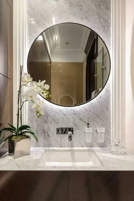 Современные зеркала в ванную комнату - 67 фото