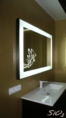 Прямоугольное зеркало с подсветкой и рисунком - Заказать зеркало с  LED-подсветкой