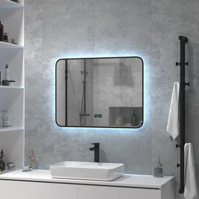 Зеркало для ванной Drive с подсветкой 80x60 см цвет черный в Москве –  купить по низкой цене в интернет-магазине Леруа Мерлен