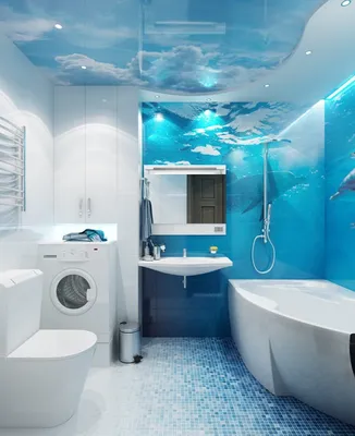 Натяжной потолок в ванную: 125+ (Фото) Практичных Вариантов | Дизайн плитки  в ванной, Переделка маленькой ванной, Дизайн интерьера ванной комнаты