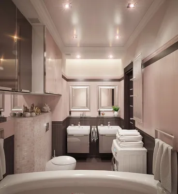 Встроенное потолочное освещение в узкой ванной комнате | Дизайн потолка,  Дизайн, Потолки
