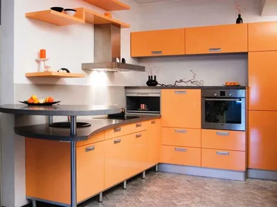 Угловые Кухни:175 + (Фото) Дизайна Кухонных Гарнитуров | Оранжевая кухня,  Дизайн кухонь, Интерьер