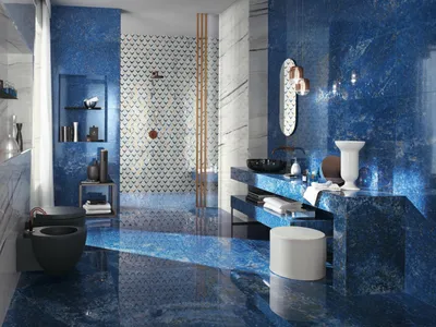 Синяя ванная комната: 107 фото, правила оформления дизайна
