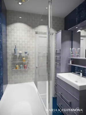 Бело-синяя ванная комната — Интерьеры квартир, домов — MyHome.ru | Синяя  ванна, Ванная комната, Ванная