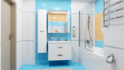 Ванная комната в голубых тонах - 73 фото