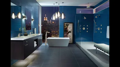 Синяя ванная комната - сочетание цветов в интерьерк
