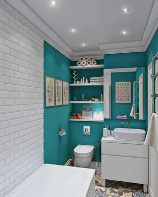 Бирюзовая ванная комната дизайн - 68 фото