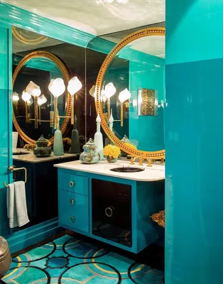 Ванные комнаты в бирюзовом цвете: 50 фото дизайнов интерьера