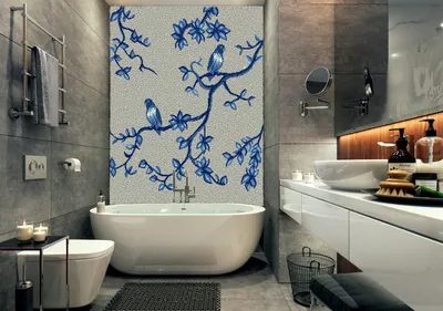 Декор из мозаики для ванной комнаты Birds - Панно из мозаики