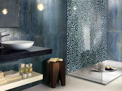 Керамическая плитка мелкая мозаика на стену в ванную комнату, квадраты  блестящая, Италия