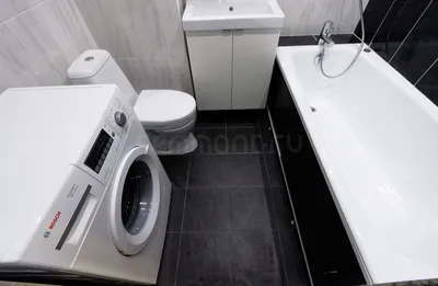 Черно белая ванная комната в хрущевке - 65 фото