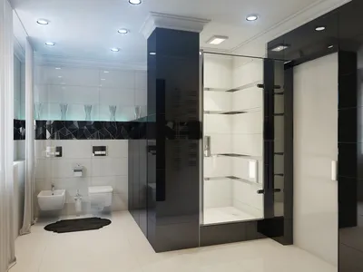 Черно-белая ванная комната: идеи дизайна интерьера