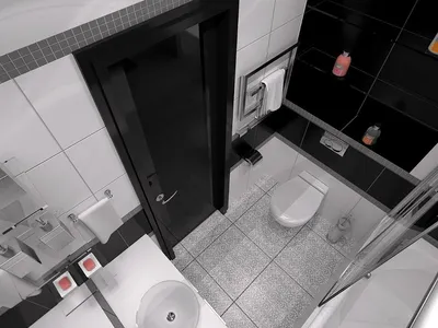 Проект №678. Ванная комната в черно-белом мраморе \"Греппи\"