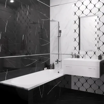 Черно-белый интерьер ванной комнаты | Недоделкин | Дзен
