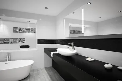 Черно-белая ванная комната (56 фото): шик и оригинальность в вашем доме -  HappyModern.RU