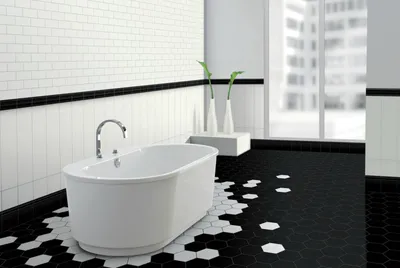 Ванная комната дизайн черно белый - 73 фото