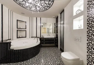 Черно-белые ванные комнаты никогда не выходят из моды
