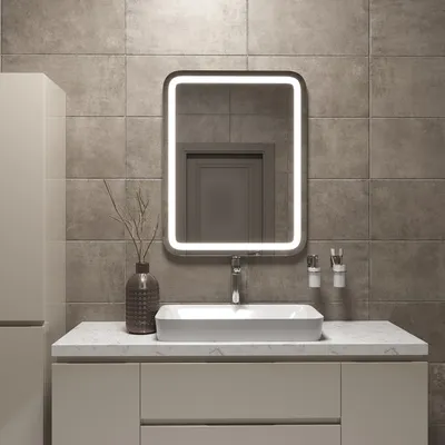 Зеркало с Подсветкой и с Закругленными Углами 90*70 См Black Mirror для  Ванной Комнаты, Фронтальная Подсветка — Купить Недорого на Bigl.ua  (1488376470)