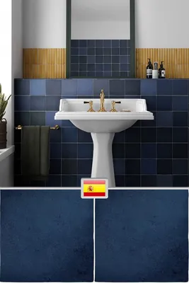 Синяя матовая плитка на стену для ванной комнаты | Плитка, Стена, Синий