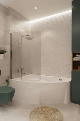 Ванна белая, угловая, с овальным краем и стеклянной перегородкой | Дизайн,  Ванна, Квартира