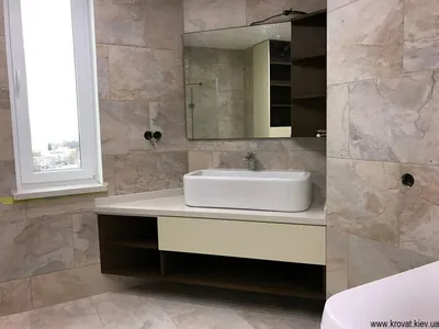 Подвесная тумба для ванной из шпона на заказ купить в Киеве