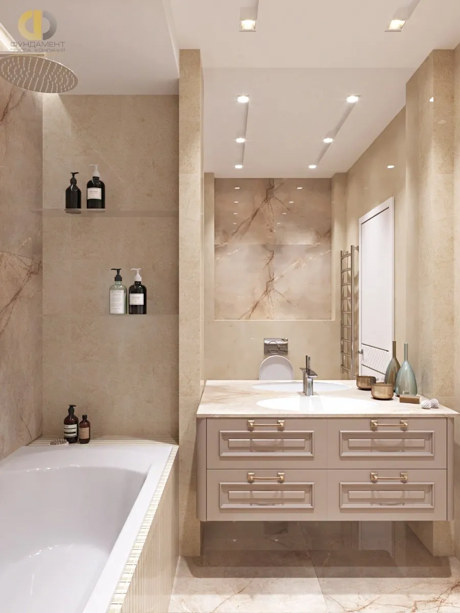 Дизайн ванной комнаты в бежево-коричневых тонах