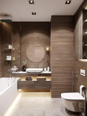 Ванная комната в коричневых тонах - 59 фото