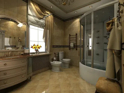 Красивые ванные комнаты в загородных домах - 59 фото