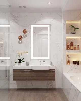 плитка под белый мрамор, дерево в санузле, зеркало | Дизайн, Лофт дизайн  интерьера, Мраморные ванные комнаты
