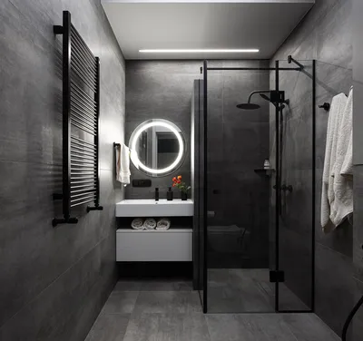 ванная комната в темных тонах - Мебель в стиле Лофт производство в  Санкт-Петербурге